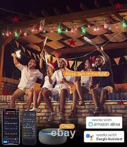 Smart Outdoor String Lights, APP Control LED RGB, Color Changing Dimmable 96ft