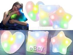 SOFT 5 COLOUR CHANGING MOOD PILLOW LED GLOW DRK LIGHT UP COSY RELAX FUR CUSHION 