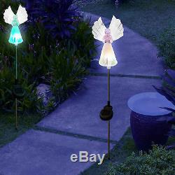Solar Power Angel with Fiber Optic Wings Yard Garden Stake Color Change LED Light