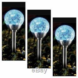 Stainless Steel Solar Powered Colour Changing LED Glass Ball Garden Post Lights
