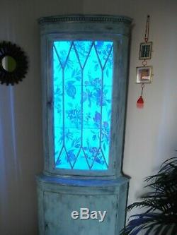 Stunning hand painted Gin/Cocktail Corner Cabinet with mains colour changing LED