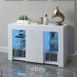 TV Unit Cabinet Stand Sideboard Cupboard Matt Body & High Gloss Doors LED Light