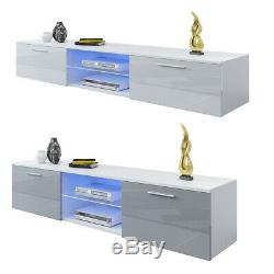TV Unit Cabinet Stand Sideboard Cupboard Matt Body & High Gloss Doors LED Lights