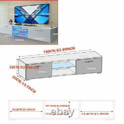 Tasitble Large 160cm White TV Unit Cabinet Stand Matt body High Gloss LED 2 Draw