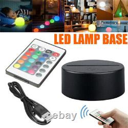 USB LED 3D Lamp Base For Acrylic Night Panel Cable Remote Holder Light Plate UK