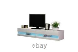 White High Gloss TV Stand with Colour Changing Remote Control LED Lights 180cm