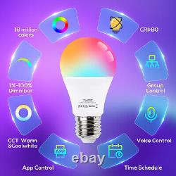 Wifi Smart Bulb GU10 E14 E27 RGB CCT Dimmable Lamp Alexa Google Home App Control