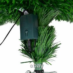 Xmas 6Ft Green Frosted Fiber Optic Tree With Color Changing LED Light Home Decor